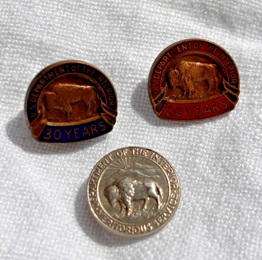 Department Interior Service Pin Lot Buffalo Bison 20 30 Years Meritorious